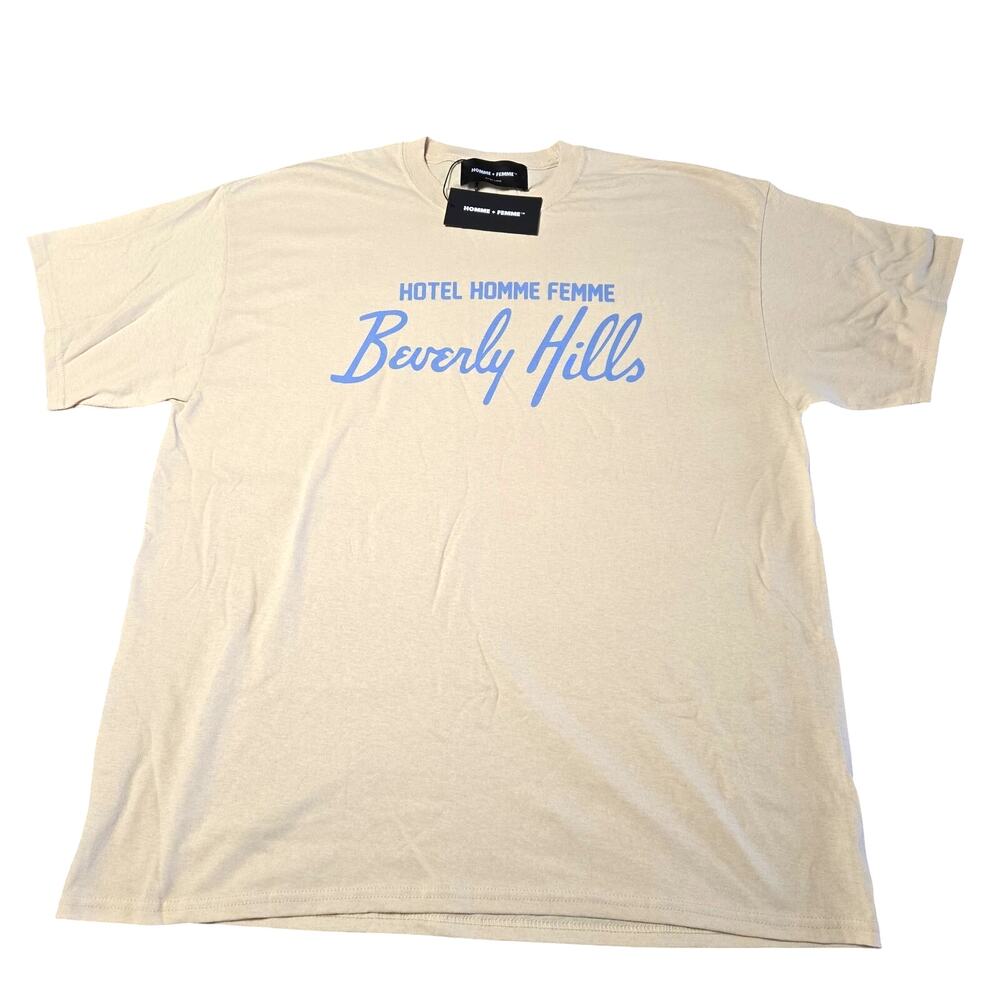 Homme Femme Oversized Sz XL Cream Hotel Beverly Hills Shirt